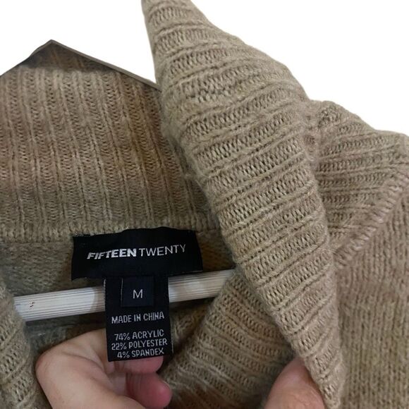 Fifteen Twenty Turtleneck Sweater – Medium, Tan, Cozy Minimalist Basic - Picture 3 of 4